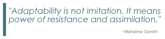 Adaptability is not imitation. It means power of resistance and assimilation.  quote by Mahatma Gandhi
